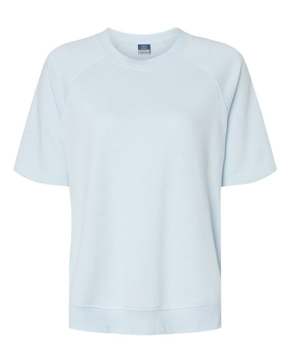 MV Sport Women's French Terry Short Sleeve Crewneck Sweatshirt W23711 #color_Arctic Blue