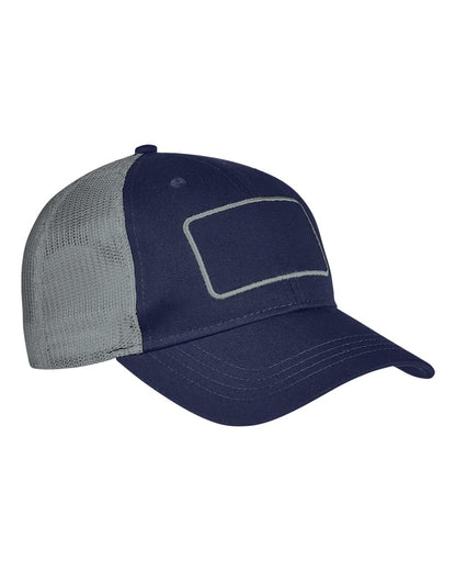Big Accessories Patch Trucker Cap BA656T #color_Navy/ Grey/ Grey
