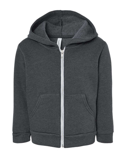 BELLA + CANVAS Toddler Sponge Fleece Full-Zip Hoodie 3739T #color_Dark Grey Heather