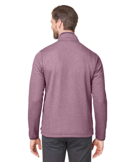 CORE365 Men's Venture Heathered Stripe Quarter-Zip Pullover CE73 #colormdl_Burgundy/ White