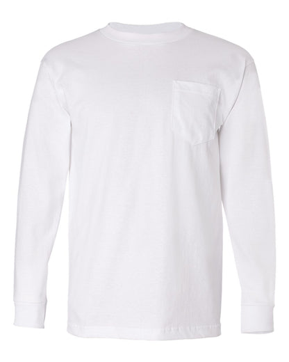 Bayside USA-Made Long Sleeve Pocket T-Shirt 8100 #color_White