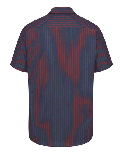 Red Kap Men's Tall Industrial Short Sleeve Work Shirt SP24T #color_Navy/ Red Stripe