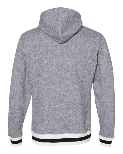J. America Unisex Peppered Fleece Lapover Hooded Sweatshirt 8701 #color_Pepper/ Black