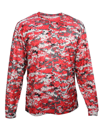 Badger Youth Digital Camo Long Sleeve T-Shirt 2184 #color_Red Digital