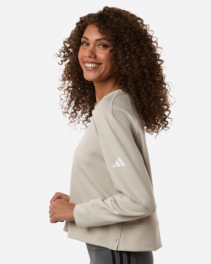 Adidas Women's Beyond Side-Snap Crewneck Sweatshirt A1014 #colormdl_Wonder Alumina