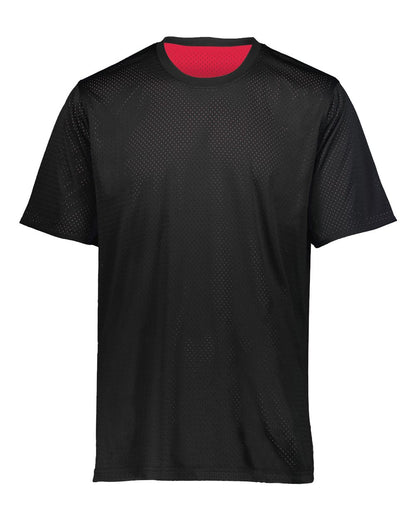 Augusta Sportswear Youth Short Sleeve Mesh Reversible Jersey 1603 #color_Black/ Scarlet