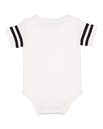 Rabbit Skins Infant Football Fine Jersey Bodysuit 4437 #color_White Solid/ Black