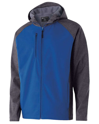 Holloway Men's Raider Hooded Soft Shell Jacket 229157 #color_Carbon Print/ Royal