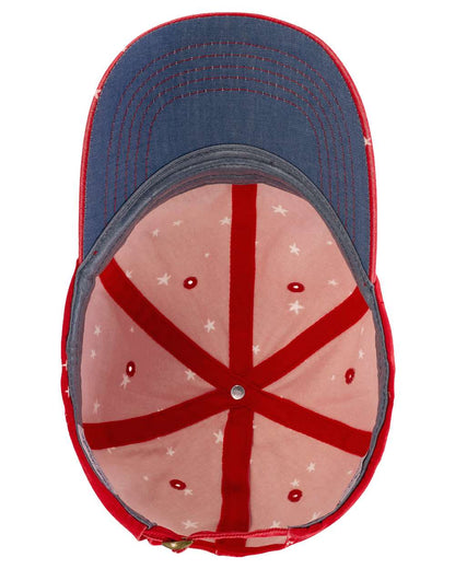 Infinity Her Women's Garment-Washed Fashion Print Cap HATTIE #color_Red/ White Stars