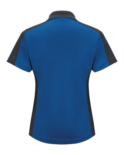 Red Kap Women's Performance Knit Two-Tone Polo SK53 #color_Royal Blue/ Charcoal