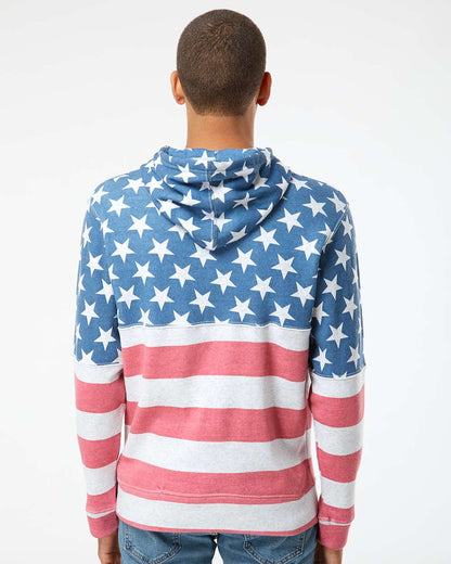 J. America Men's Triblend Fleece Hooded Sweatshirt 8871 #colormdl_Stars &amp; Stripes Triblend
