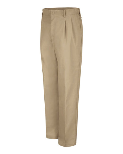 Red Kap Men's Pleated Twill Slacks PT38 #color_Khaki - 30I