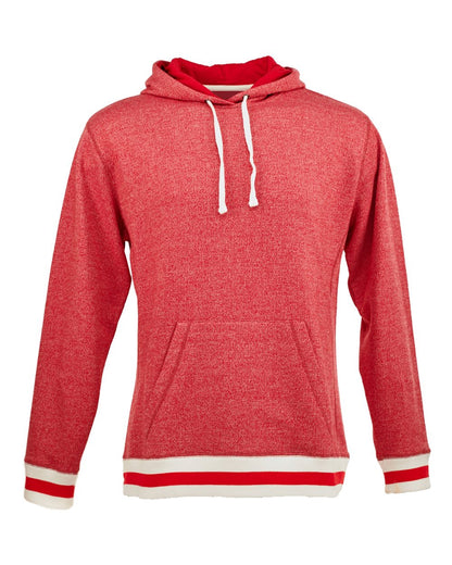 J. America Unisex Peppered Fleece Lapover Hooded Sweatshirt 8701 #color_Red Pepper