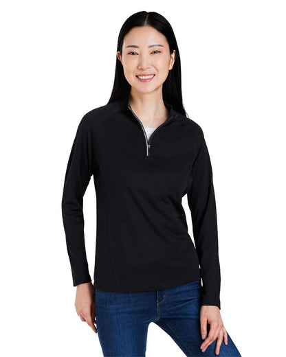 CORE365 Women's Origin Performance Pique Quarter-Zip Pullover CE418W #colormdl_Black/ Carbon