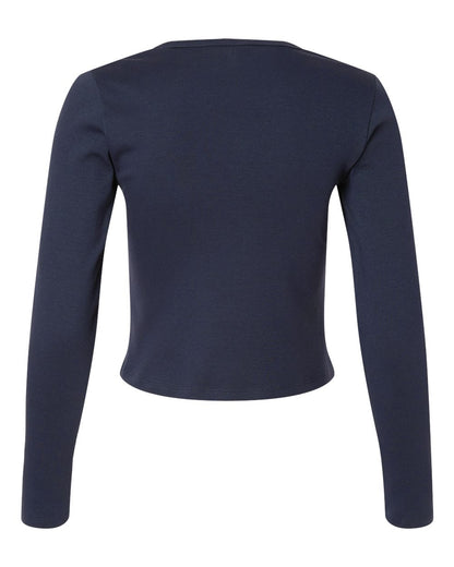 American Apparel Women's Baby Rib Long Sleeve Cropped Tee BR2107 #color_Navy
