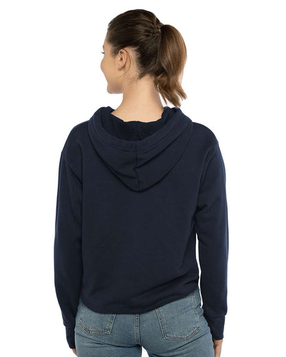 Next Level Women's Laguna Sueded Raw Edge Crop Hoodie 9384 #colormdl_Midnight Navy