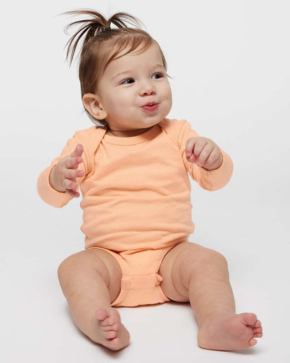 Rabbit Skins Infant Fine Jersey Long Sleeve Bodysuit 4421 #colormdl_Peachy