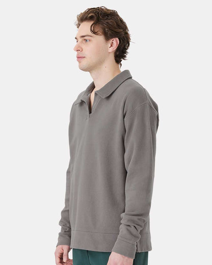 ComfortWash by Hanes Unisex Garment-Dyed Polo Collar Sweatshirt GDH490 #colormdl_Concrete Grey