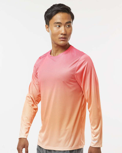 Paragon Unisex Barbados Performance Pin Dot Long Sleeve T-Shirt 225 #colormdl_Red/ Light Orange