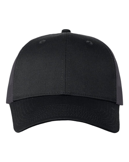 Valucap Mesh-Back Twill Trucker Cap VC400 #color_Black/ Charcoal