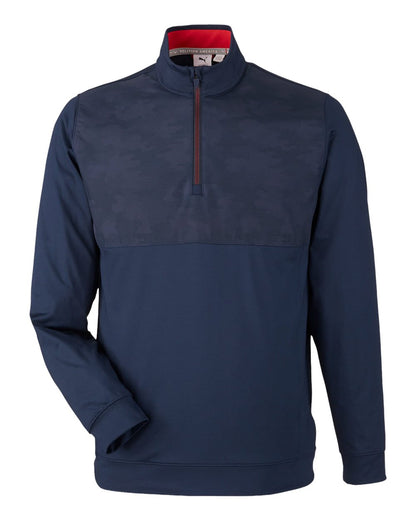 Puma Golf Men's Volition Camo Cover Quarter-Zip Pullover 537472 #color_Navy Blazer/ Ski Patrol