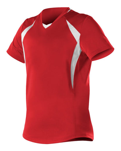 Alleson Athletic Girls' Short Sleeve Fastpitch Jersey 552JG #color_Red/ White