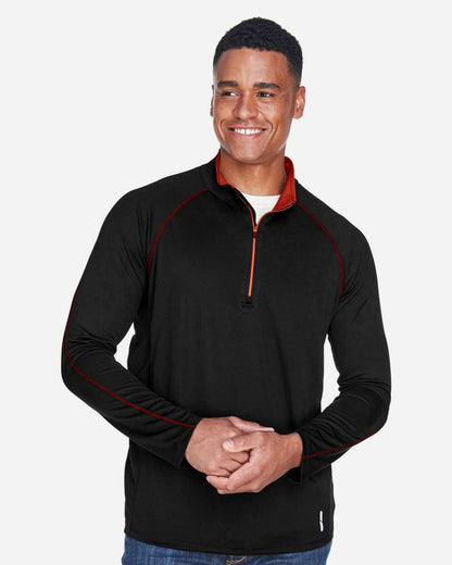 North End Men's Radar Performance Quarter-Zip Pullover 88187 #colormdl_Black/ Classic Red