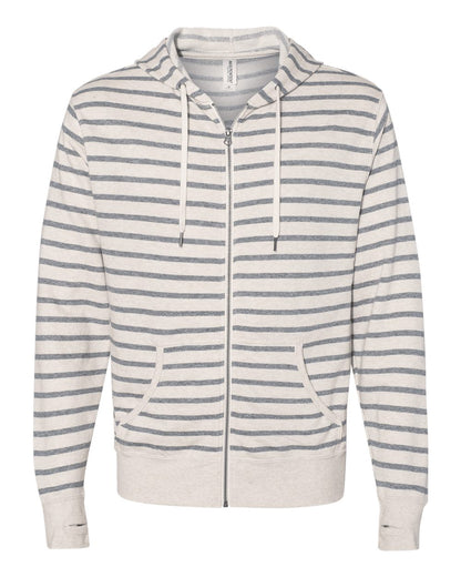 Independent Trading Co. Heathered French Terry Full-Zip Hooded Sweatshirt PRM90HTZ #color_Oatmeal Heather/ Salt &amp; Pepper Stripe