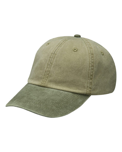 Adams Headwear Optimum Pigment-Dyed Dad Hat LP101 #color_Khaki/ Cactus