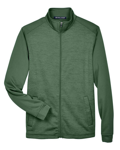 Devon & Jones Men's Newbury Colorblock Mélange Fleece Full-Zip jacket DG796 #color_Forest/ Forest Heather
