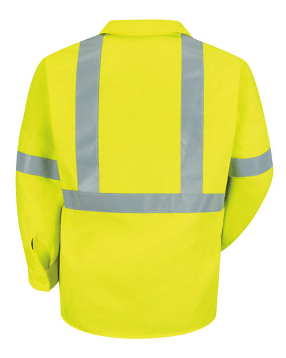 Red Kap Men's Tall High Visibility Work Shirt SS14HVT #color_HV-Fluorescent Yellow/ Green