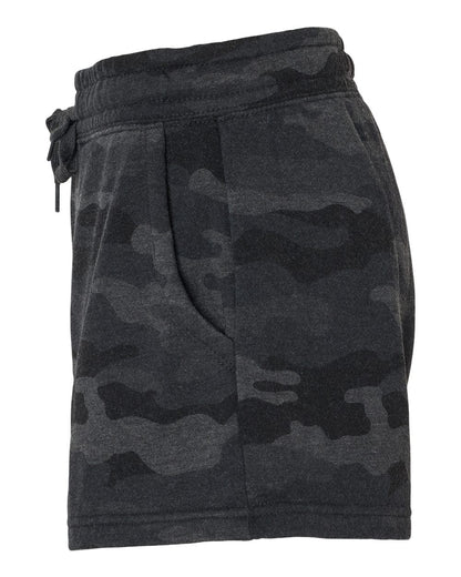 Independent Trading Co. Women’s Lightweight California Wave Wash Fleece Shorts PRM20SRT #color_Black Camo Heather