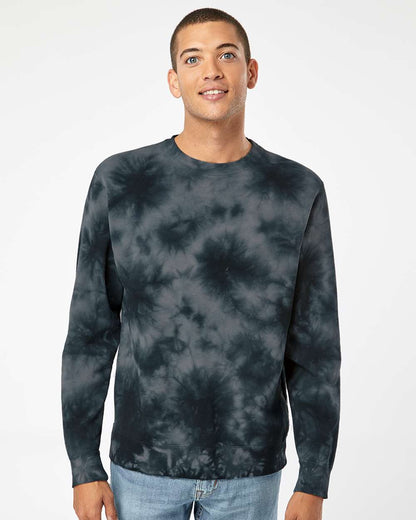 Independent Trading Co. Midweight Tie-Dyed Crewneck Sweatshirt PRM3500TD #colormdl_Tie Dye Black