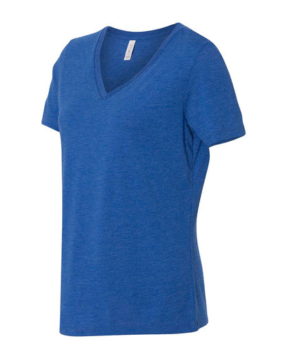 BELLA + CANVAS Women's Relaxed Triblend Short Sleeve V-Neck Tee 6415 #color_True Royal Triblend