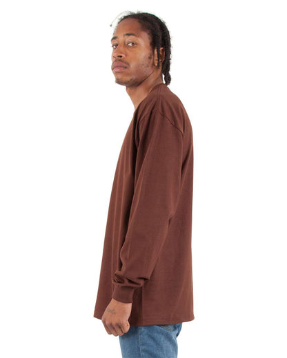 Shaka Wear Men's Max Heavyweight Long Sleeve T-Shirt SHMHLS #colormdl_Brown