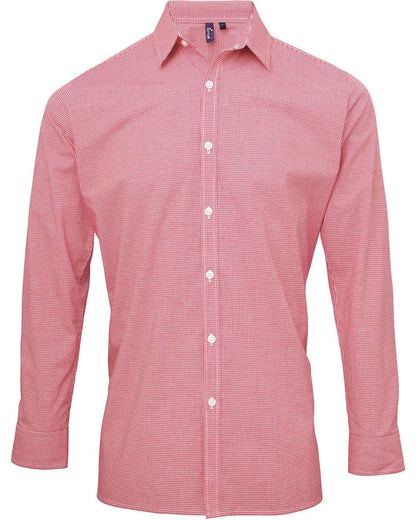 Artisan Collection by Reprime Men's Microcheck Gingham Cotton Shirt RP220 #color_Red/ White