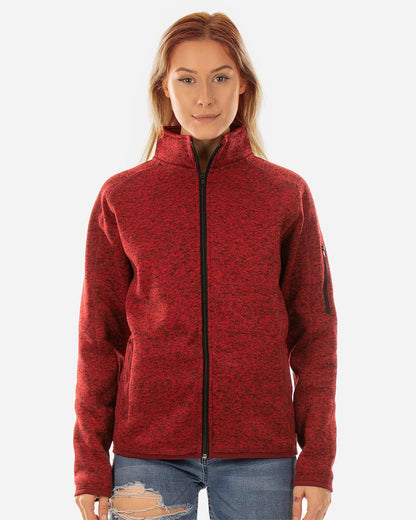 Burnside Women's Sweater Knit Jacket 5901 #colormdl_Heather Red