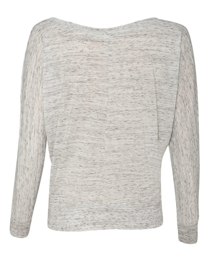 BELLA + CANVAS Women’s Flowy Off Shoulder Long Sleeve Tee 8850 #color_White Marble