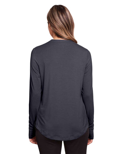 North End Women's JAQ Stretch Performance V-Neck Snap Pullover NE400W #colormdl_Carbon