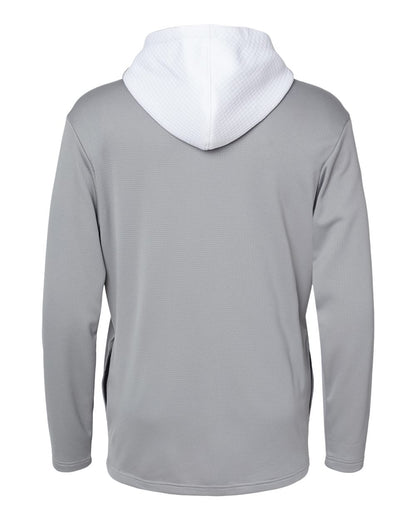 Adidas Men's Textured Mixed Media Midweight Hooded Sweatshirt A530 #color_Grey Three