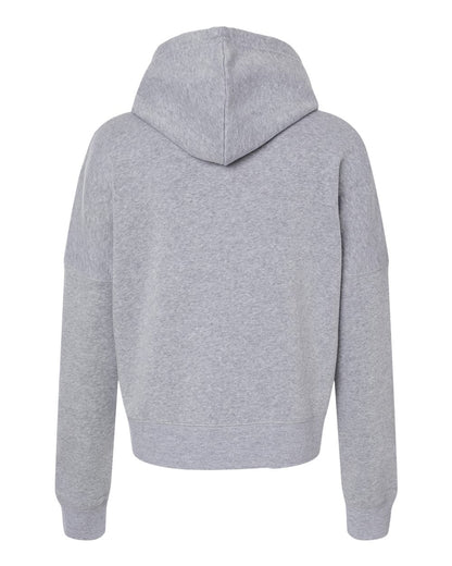 J. America Women's Crop Hooded Sweatshirt 8853 #color_Grey Triblend