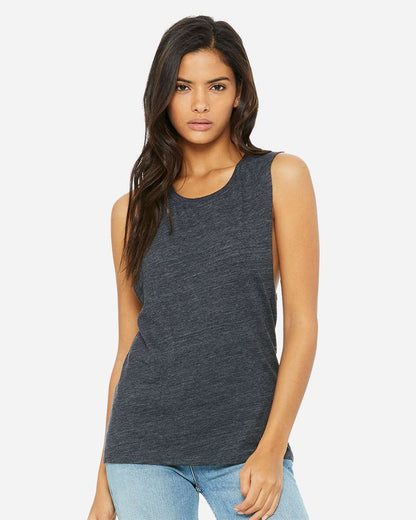 BELLA + CANVAS Women's Flowy Scoop Muscle Tank 8803 #colormdl_Charcoal Black Slub