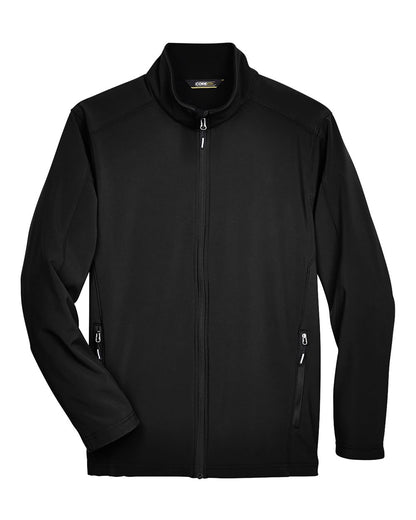 CORE365 Men's Cruise Two-Layer Fleece Bonded Soft Shell Jacket 88184 #color_Black
