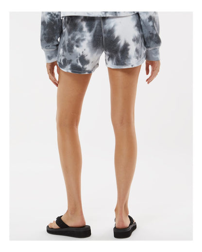 J. America Women's Fleece Shorts 8856 #colormdl_Black Tie Dye
