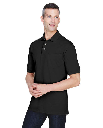 Harriton Men's Easy Blend™ Polo with Pocket M265P #colormdl_Black