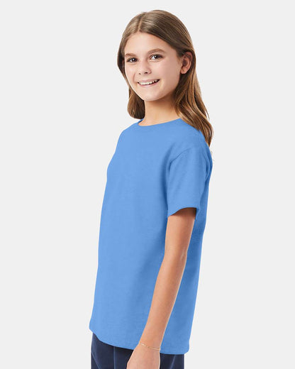 Hanes Essential-T Youth T-Shirt 5480 #colormdl_Carolina Blue