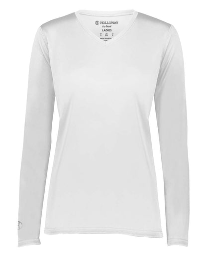 Holloway Women's Momentum Long Sleeve V-Neck T-Shirt 222824 #color_White