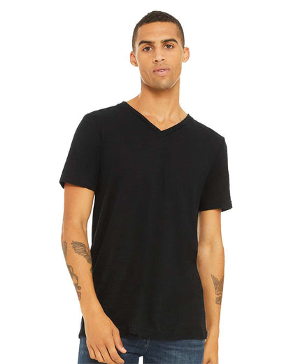 BELLA + CANVAS Textured Jersey V-Neck Tee 3655 #colormdl_Solid Black Slub