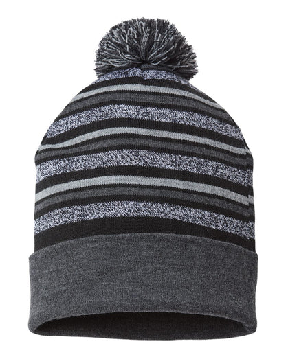 CAP AMERICA USA-Made Striped Beanie RKL12 #color_Black