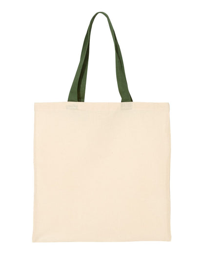 Q-Tees Economical Tote with Contrast-Color Handles QTB6000 #color_Natural/ Forest